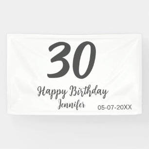 Banderoles 30e anniversaire ajouter nom date année noir modèl