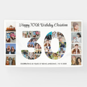 Banderoles 30e anniversaire de fête Numéro 30 Photo Collage