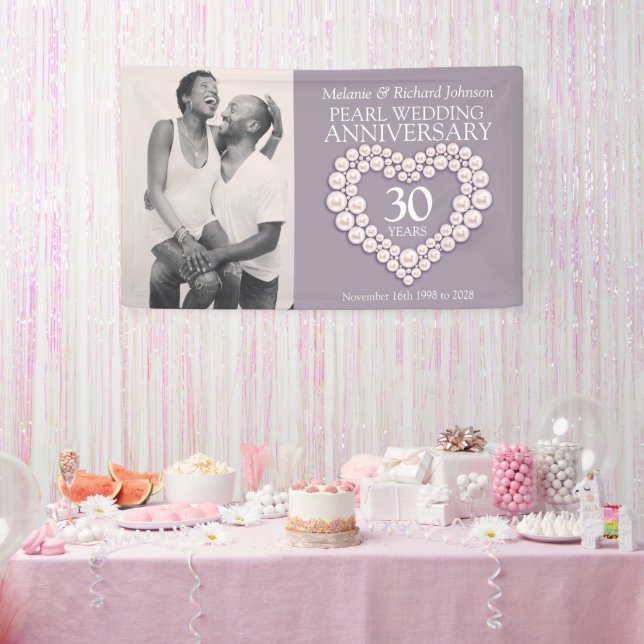 Banderoles 30e anniversaire de la mariage perle photo coeur (Fête)
