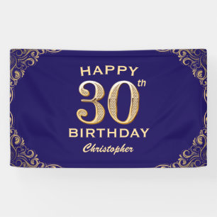 Banderoles 30e anniversaire de la Parties scintillant marine 