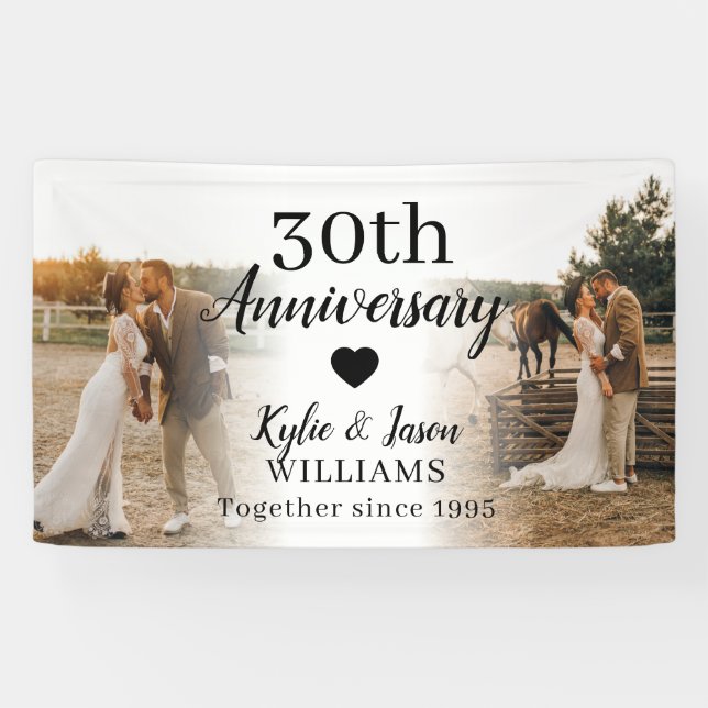 Banderoles 30e Anniversaire de Mariage Personnalisé 2 Collage (Horizontal)