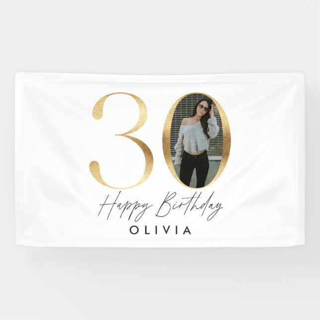 Banderoles 30e anniversaire Modern Gold photo élégante design (Horizontal)