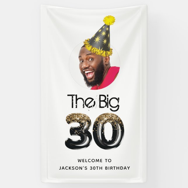 Banderoles 30e anniversaire Photo personnalisée Moderne (Vertical)