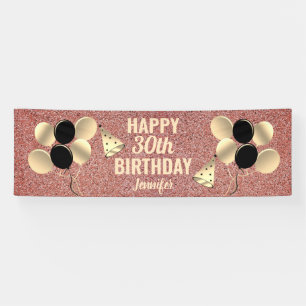 Banderoles 30e fête d'anniversaire Rose Parties scintillant d