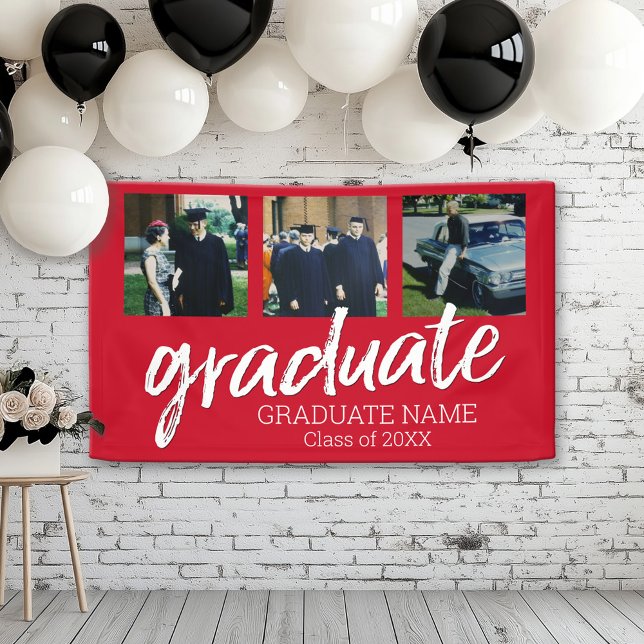 Banderoles 3 Diplôme de Photo - Moderne Script de Graduate Ro (Custom Graduation Banner for a Grad Party or Open House)