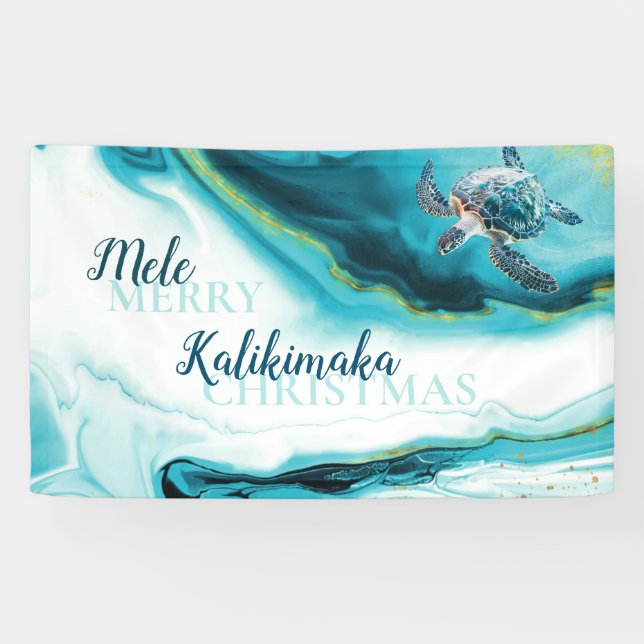 Banderoles 3D Turtle | Mele Kalikimaka | Christmas (Horizontal)