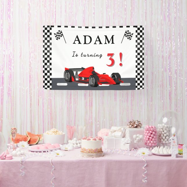 Banderoles 3rd Race Car Birthday – Party Banner Fun!  (Fête)