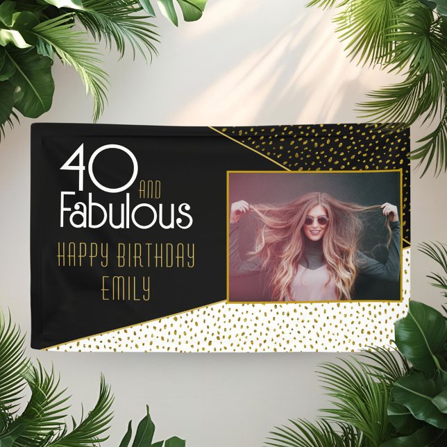 Banderoles 40 ans et Fabuleux Paillettes Or Photo 40e Anniver (Créateur téléchargé)