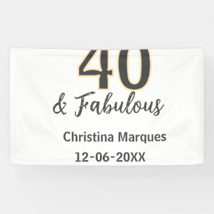 Banderoles 40 ans et merveilleux calligraphie gris jaune d'an