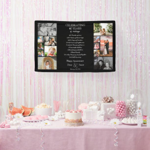 Banderoles 40 ans mariage anniversaire photo collage modifiab