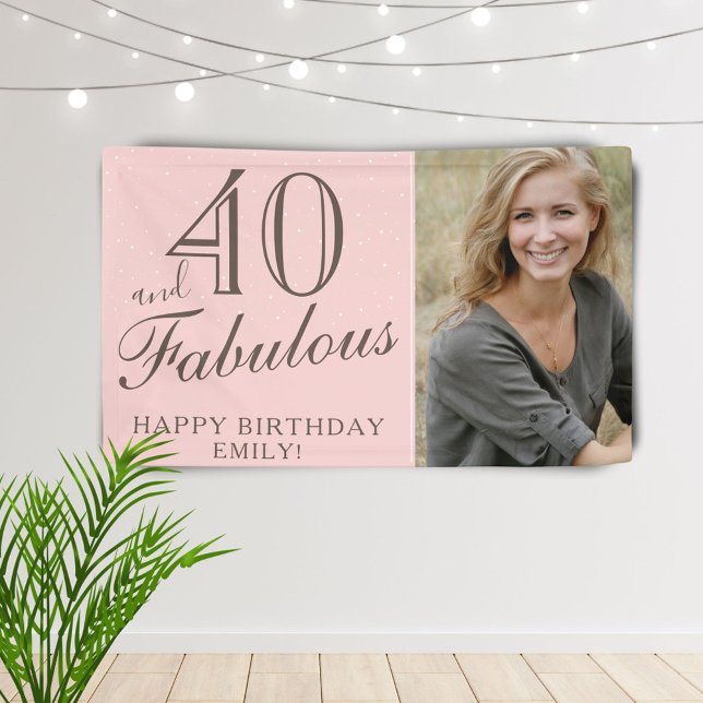Banderoles 40 et fabuleux moderne rose 40e anniversaire Photo (Créateur téléchargé)