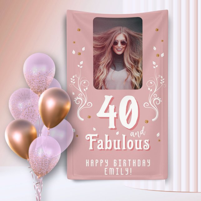 Banderoles 40 et Fabulous Foliage rose photo 40e anniversaire (Créateur téléchargé)