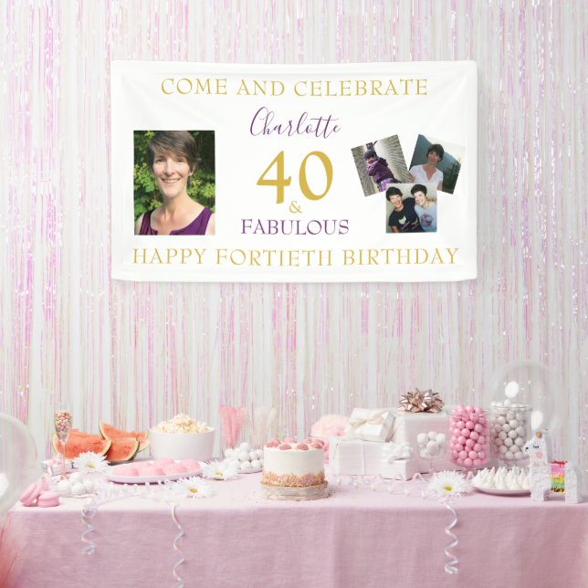 Banderoles 40 et Fabulous Photo Collage 40e anniversaire (Fête)