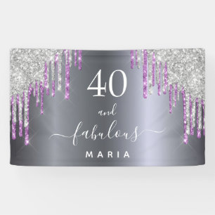 Banderoles 40 fabuleux anniversaire argent violet parties sci