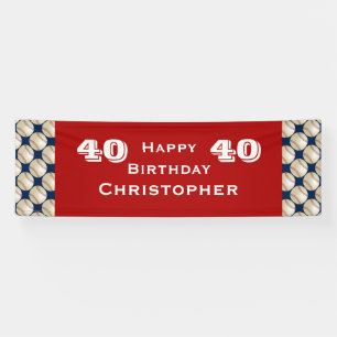 Banderoles 40e, 45e Anniversaire du Baseball Rouge Bleu