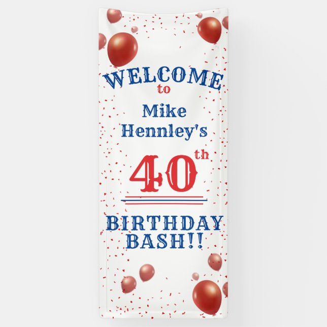 Banderoles 40e anniversaire Bash - Fête - Hanging Bienvenue (Vertical)
