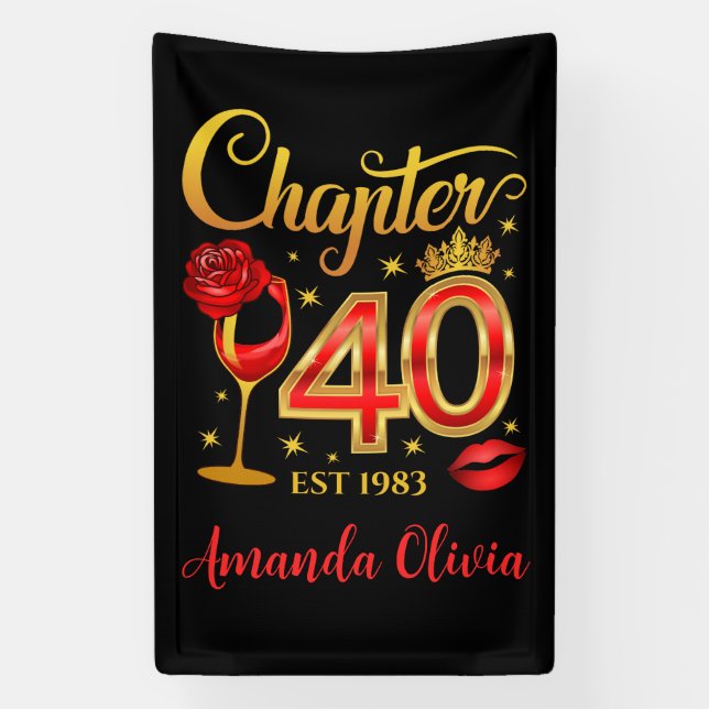Banderoles 40e anniversaire, chapitre 40 dame, femmes (Verticale)