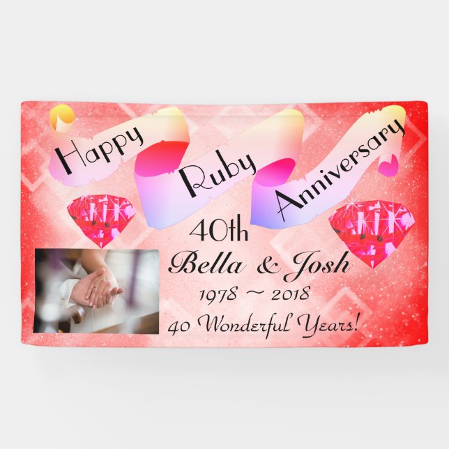 Banderoles 40e anniversaire de Mariage personnalisé (Horizontal)