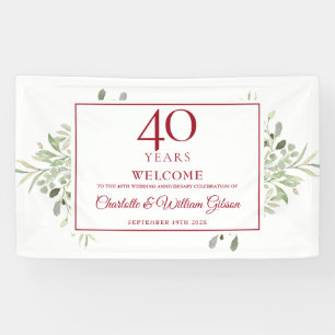 Banderoles 40e anniversaire de mariage Rubis Bienvenue en ver