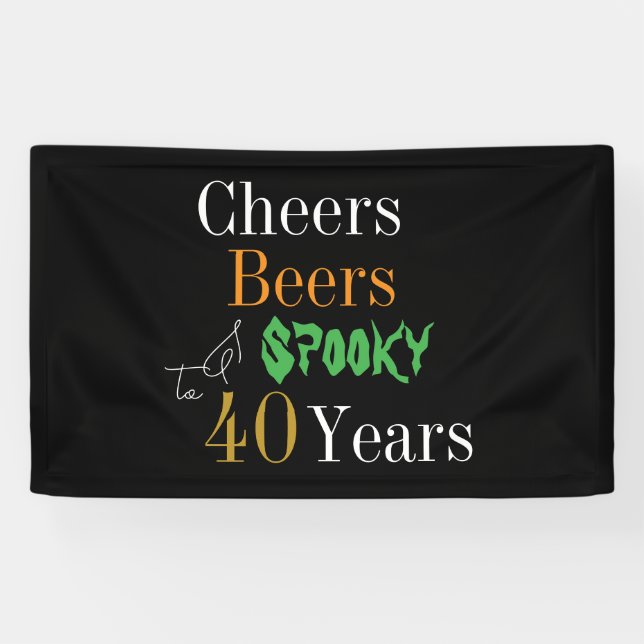 Banderoles 40e anniversaire Halloween Cheers Bières Fête Éffr (Horizontal)