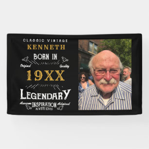 Banderoles 40th Birthday Vintage Black Gold Ajouter un nom An