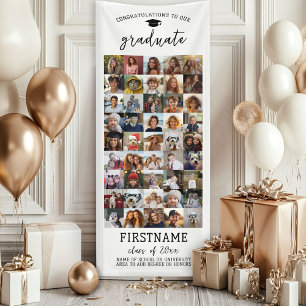 Banderoles 45 Collage photo Graduation Moderne Minimal Blanc