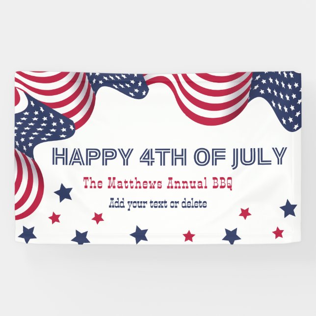 Banderoles 4 juillet American Flag Parti personnalisé (Horizontal)