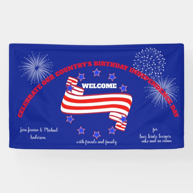 Banderoles 4 juillet anniversaire Etats-Unis de l'Amérique (Horizontal)