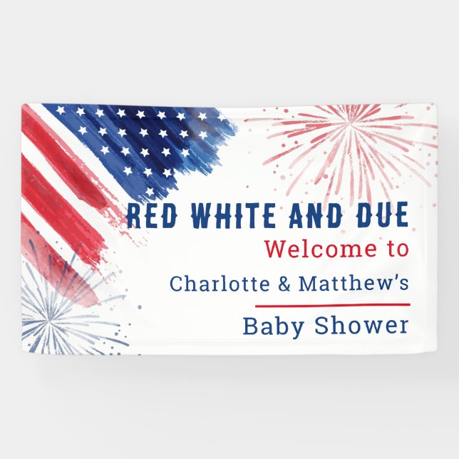 Banderoles 4 juillet Baby shower personnalisé bleu blanc (Horizontal)