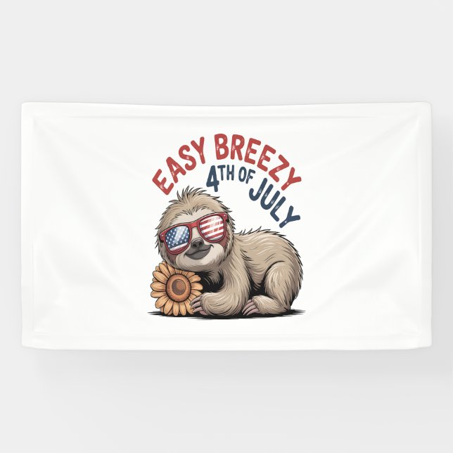 Banderoles 4 juillet de tournesol Sloth (Horizontal)