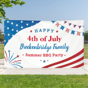 Banderoles 4 juillet famille d'été personnalisée