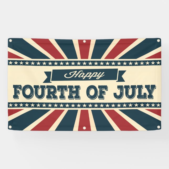 Banderoles 4 juillet heureux (Horizontal)
