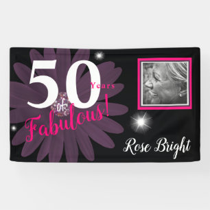Banderoles 50 ans de Fabulous, Sparkly violet daisy