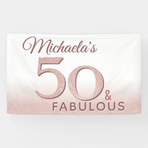 Banderoles 50 ans et Fabuleux Anniversaire Moderne Rose Gold