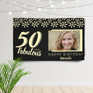 Banderoles 50 ans et fabuleux tournesol aquarelle photo