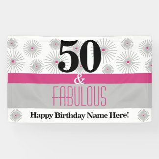 Banderoles 50 ans et fête d'anniversaire rose