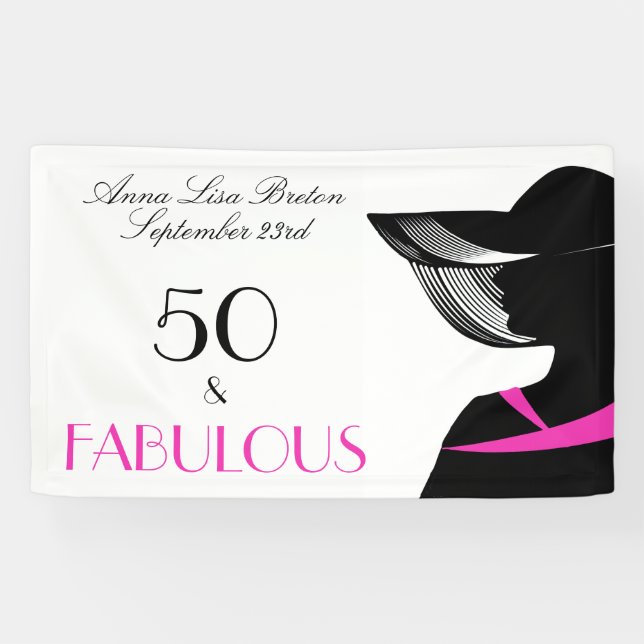 Banderoles 50 et anniversaire élégant d'art déco fabuleux (Horizontal)