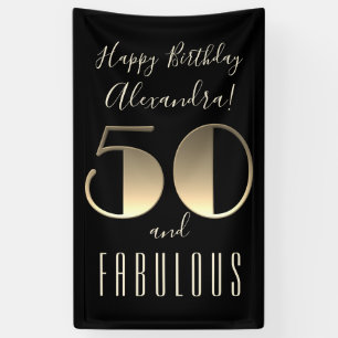 Banderoles 50 et cinquantième noir fabuleux de typographie