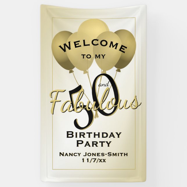 Banderoles 50 et fabuleuse fête d'anniversaire - Bienvenue à  (Vertical)