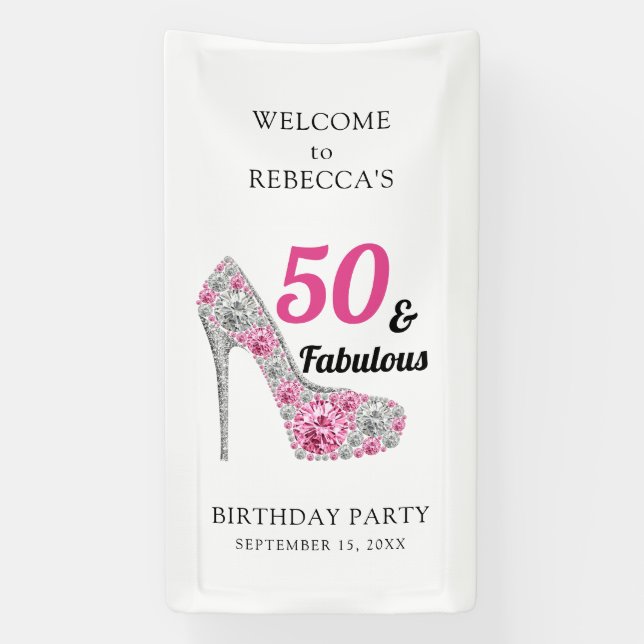 Banderoles 50 et fabuleuse fête d'anniversaire personnalisée (Verticale)