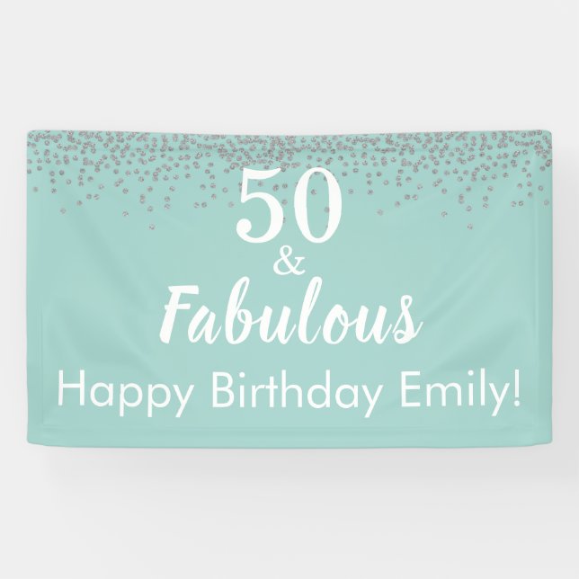 Banderoles 50 et fabuleuse Parties scintillant Turquoise bann (Horizontal)