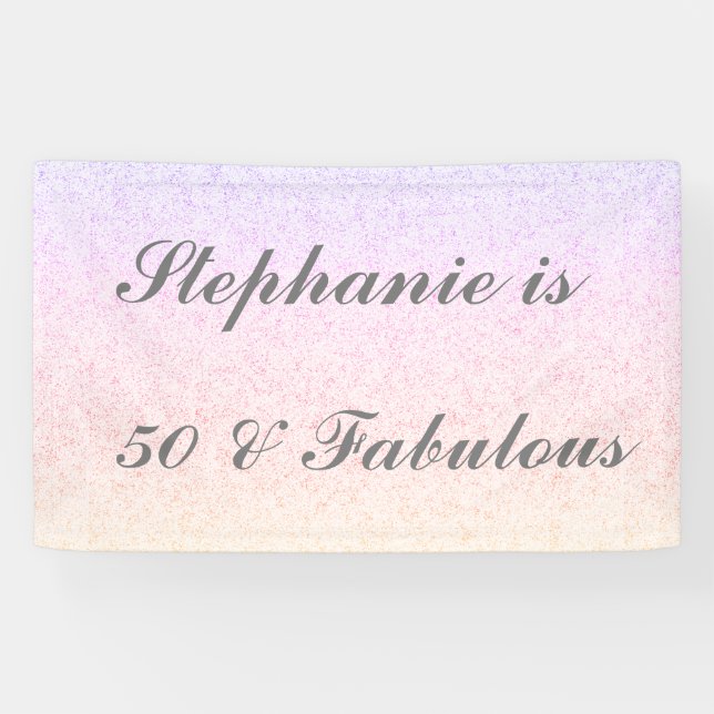 Banderoles 50 Et Fabuleux Anniversaire rose gris violet Ombre (Horizontal)