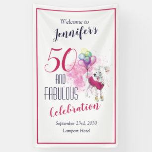 Banderoles 50 et fabuleux chien rose et blanc