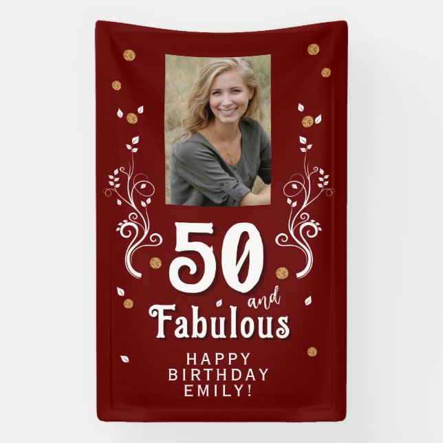 Banderoles 50 et fabuleux Foliage Rouge 50e anniversaire Phot (Verticale)