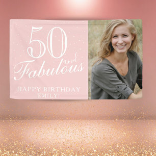 Banderoles 50 et fabuleux moderne rose 50e anniversaire Photo