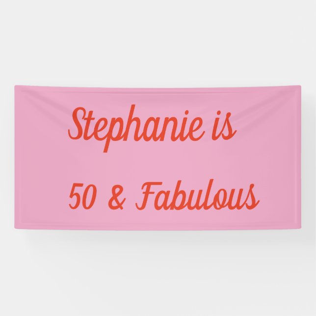 Banderoles 50 Et Fabuleux Orange Rose Boho Chic Anniversaire (Horizontal)