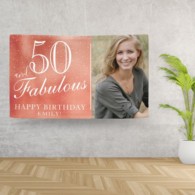 Banderoles 50 et fabuleux Rose Gold Metallic Photo (Créateur téléchargé)