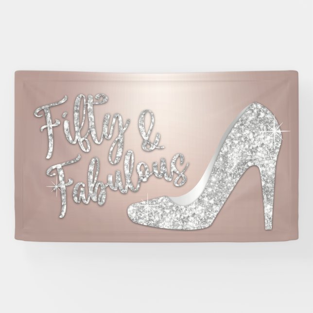Banderoles 50 et fabuleux Rose moderne Gold 50e anniversaire (Horizontal)