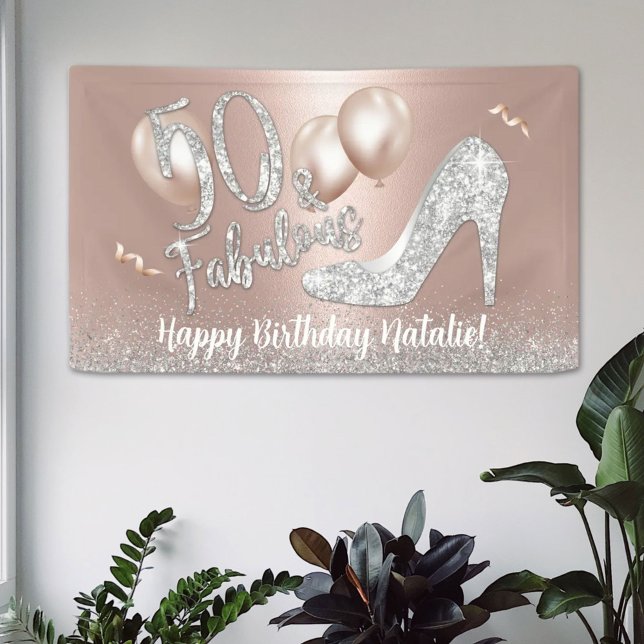 Banderoles 50 et fabuleux Rose moderne Gold 50e anniversaire (Créateur téléchargé)