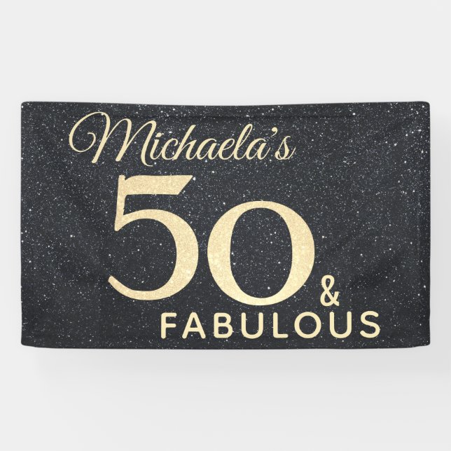 Banderoles 50 et Fabulous Black Gold Cinquantième anniversair (Horizontal)